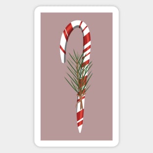 Peppermint Candy Cane with Sprigs Magnet